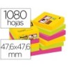 Bloc de notas adhesivas quita y pon post-it super sticky 47,6x47,6 mm con 90 hojas pack de 12 bloc colores