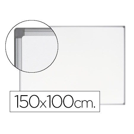 Pizarra blanca bi-office earth-it magnetica de acero vitrificado marco de aluminio 100 x 150 cm con bandeja para