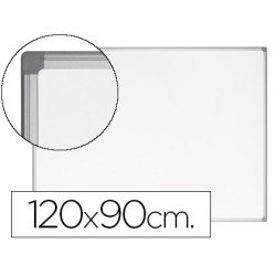 Pizarra blanca bi-office earth-it magnetica de acero vitrificado marco de aluminio 120 x 90 cm con bandeja para