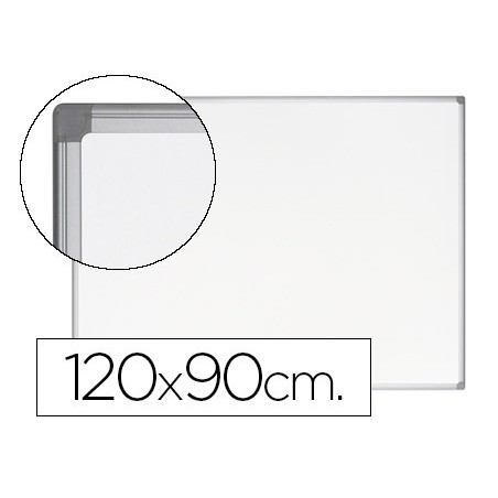Pizarra blanca bi-office earth-it magnetica de acero vitrificado marco de aluminio 120 x 90 cm con bandeja para