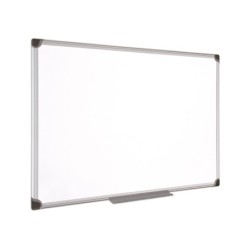 Pizarra blanca bi-office magnetica maya w ceramica vitrificada marco de aluminio 180 x 90 cm con bandeja para