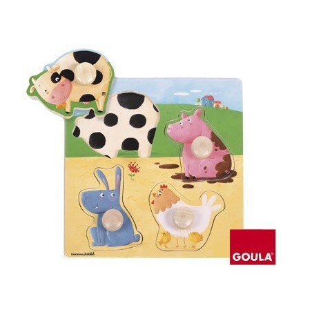 Puzle goula madera 4 piezas animales granja color