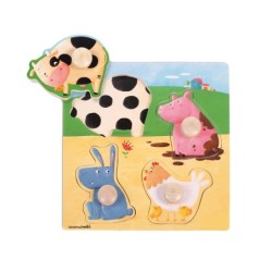 Puzle goula madera 4 piezas animales granja color