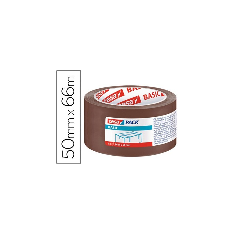 Cinta adhesiva tesa marron basic 66 mt x 50 mm para embalaje