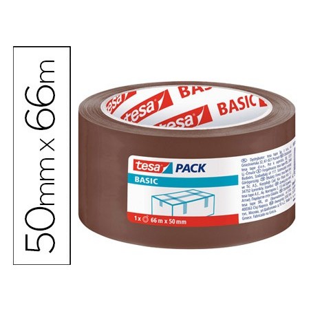 Cinta adhesiva tesa marron basic 66 mt x 50 mm para embalaje