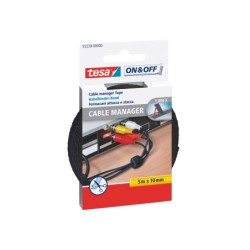 Velcro adhesivo tesa para agrupar cables 5 m x 10 mm color negro