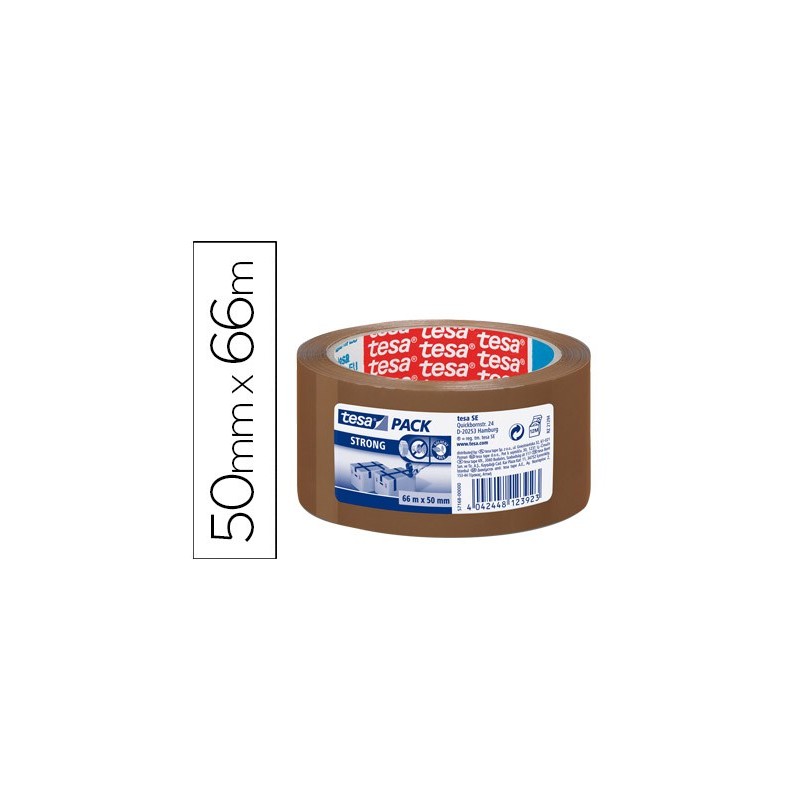 Cinta adhesiva tesa marron strong 66 mt x 50 mm para embalaje bajo ruido