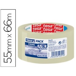 Cinta adhesiva tesa transparente strong 66 mt x 50 mm para embalaje bajo ruido