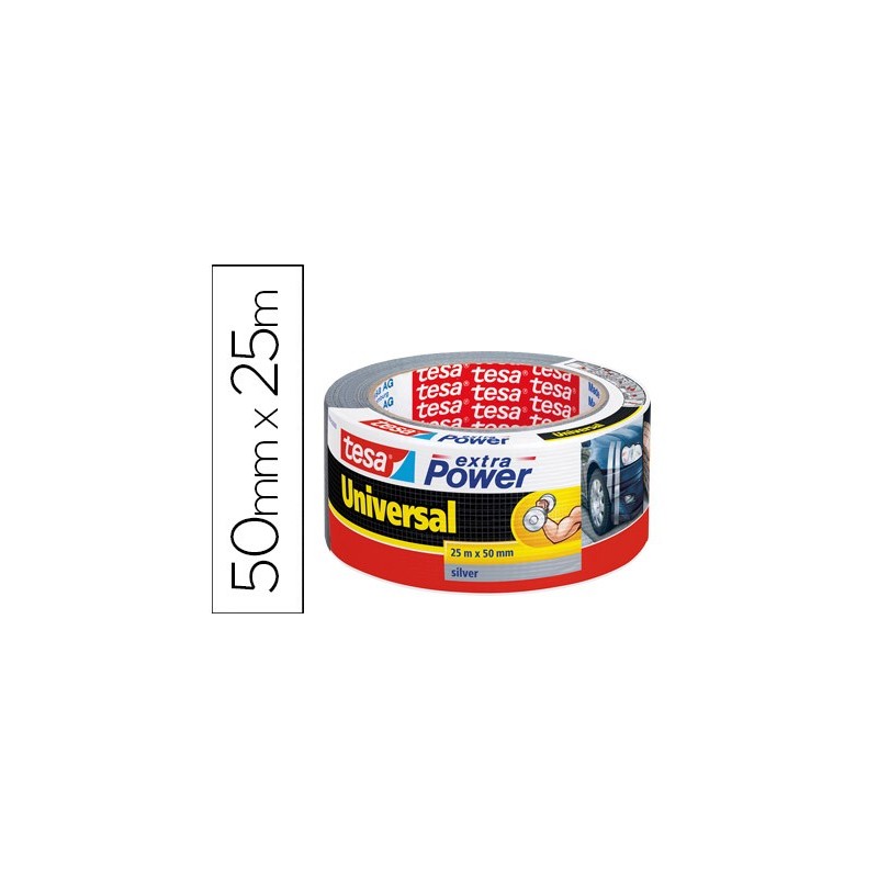 Cinta adhesiva tesa americana 25 mt x 50 mm extra power color plata
