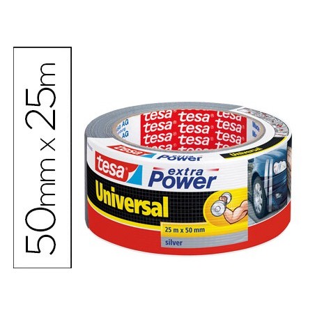 Cinta adhesiva tesa americana 25 mt x 50 mm extra power color plata