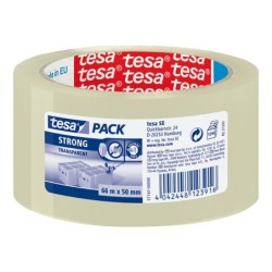 Cinta adhesiva tesa transparente strong 66 mt x 50 mm para embalaje bajo ruido