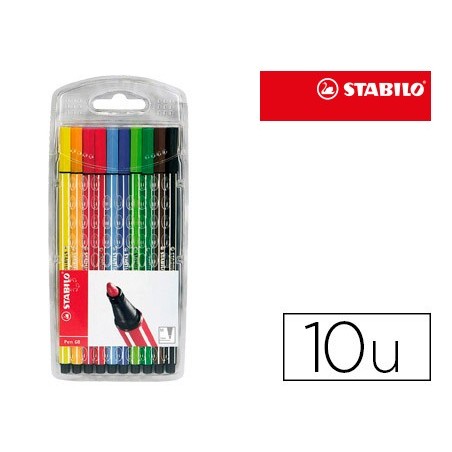 Rotulador stabilo acuarelable pen 68 estuche de 10 unidades colores surtidos