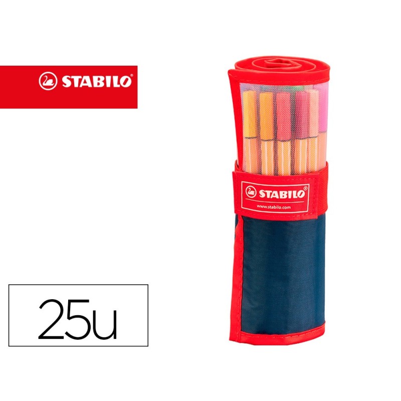 Rotulador stabilo punta de fibra point 88 estuche rollerset de 25 colores surtidos Rotulador stabilo punta de fibra point 88 estuche rollerset de 25 colores surtidos