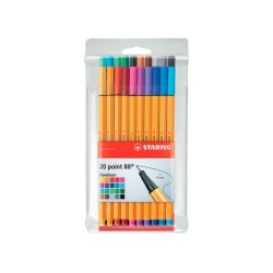 Rotulador stabilo punta de fibra point 88 estuche de 20 unidades colores surtidos