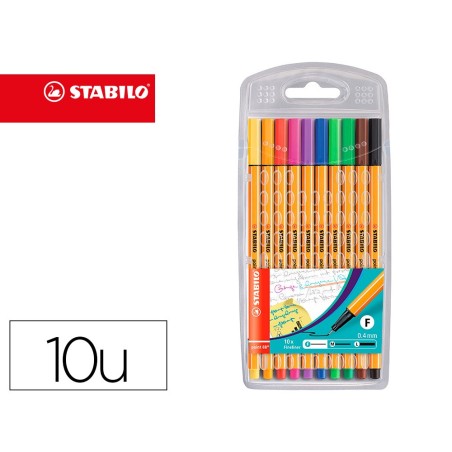 Rotulador stabilo punta de fibra point 88 estuche de 10 unidades colores surtidos