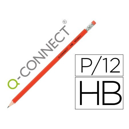 Lapices de grafito q-connect hexagonal con goma n.2 hb