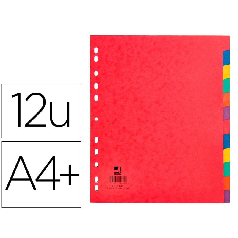 Separador q-connect cartulina brillo juego de 12 separadores din a4 Separador q-connect cartulina brillo juego de 12 separadores din a4