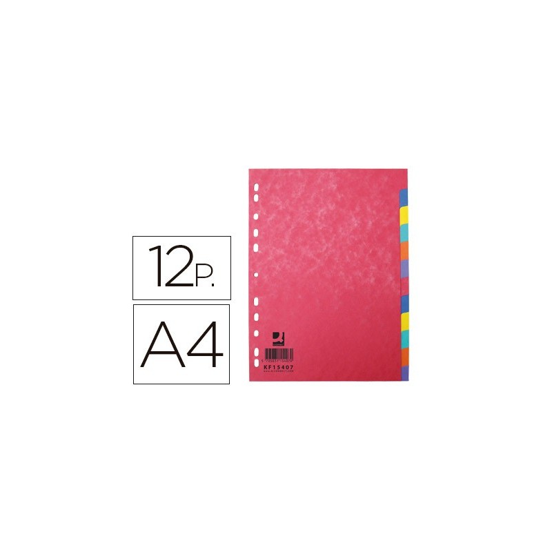Separador q-connect cartulina brillo juego de 12 separadores din a4 multitaladro Separador q-connect cartulina brillo juego de 12 separadores din a4 multitaladro