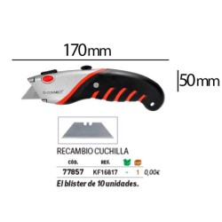 Cuter q-connect metalico ancho aleacion de aluminio - 2 cuchillas de repuesto - cuchilla 19 mm xd-8300 blister 1 unida