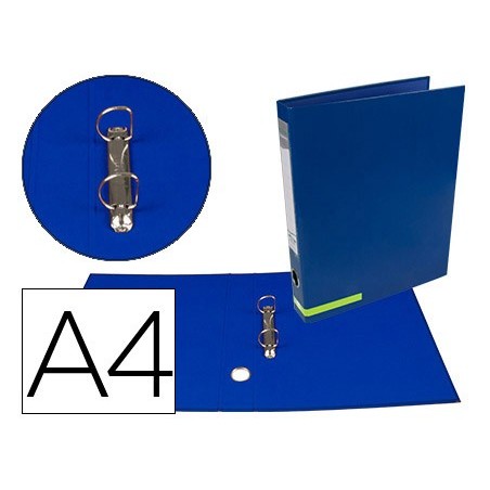 Carpeta de 2 anillas 25 mm mixtas liderpapel a4 forrado color system con ollao y tarjetero azul