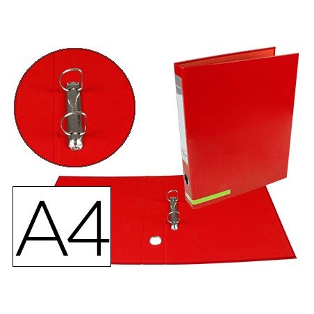 Carpeta de 2 anillas 25 mm mixtas liderpapel a4 forrado color system con ollao y tarjetero rojo