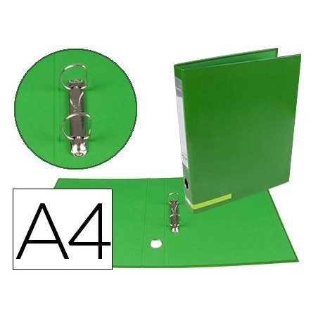 Carpeta de 2 anillas 25 mm mixtas liderpapel a4 forrado color system con ollao y tarjetero verde