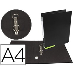 Carpeta de 2 anillas 25 mm mixtas liderpapel a4 forrado color system con ollao y tarjetero negro