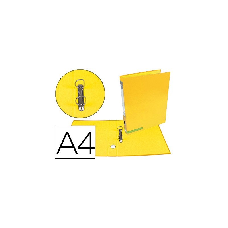 Carpeta de 2 anillas 25 mm mixtas liderpapel a4 forrado color system con ollao y tarjetero amarillo
