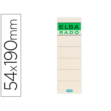 Etiquetas adhesivas elba lomera color hueso 54x190 mm pack de 10 unidades