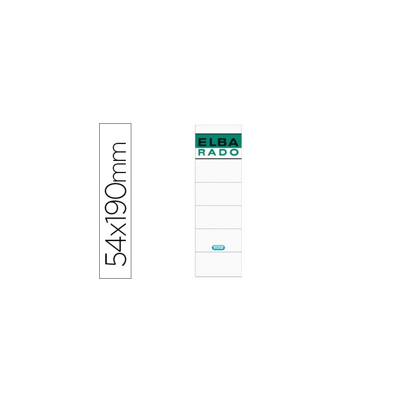 Etiquetas adhesivas elba lomera color blanco 54 x 190 mm pack de 10 unidades