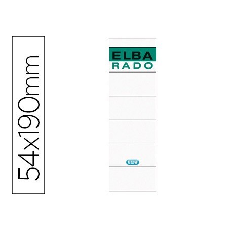 Etiquetas adhesivas elba lomera color blanco 54 x 190 mm pack de 10 unidades