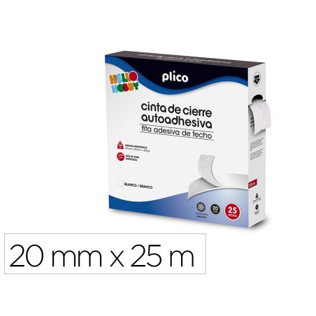 Cinta de cierre adhesiva plico velcro blanco 20mm x 25m