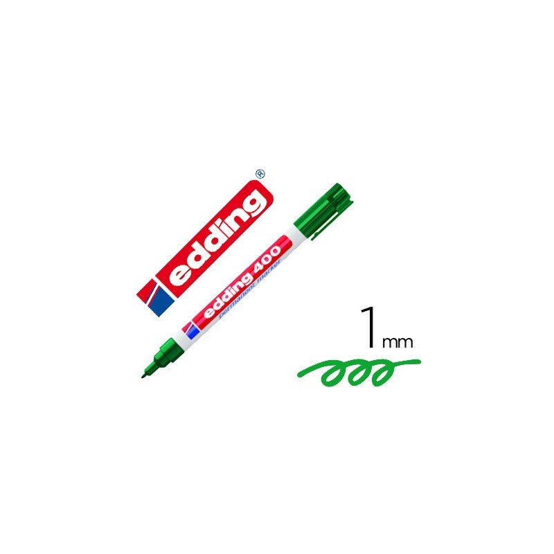 Rotulador edding marcador permanente 400 verde punta redonda 1 mm recargable Rotulador edding marcador permanente 400 verde punta redonda 1 mm recargable