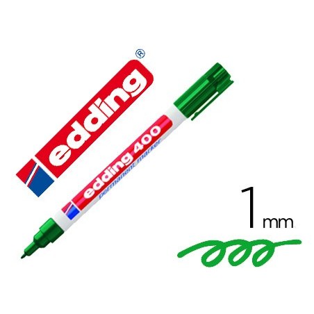 Rotulador edding marcador permanente 400 verde punta redonda 1 mm recargable