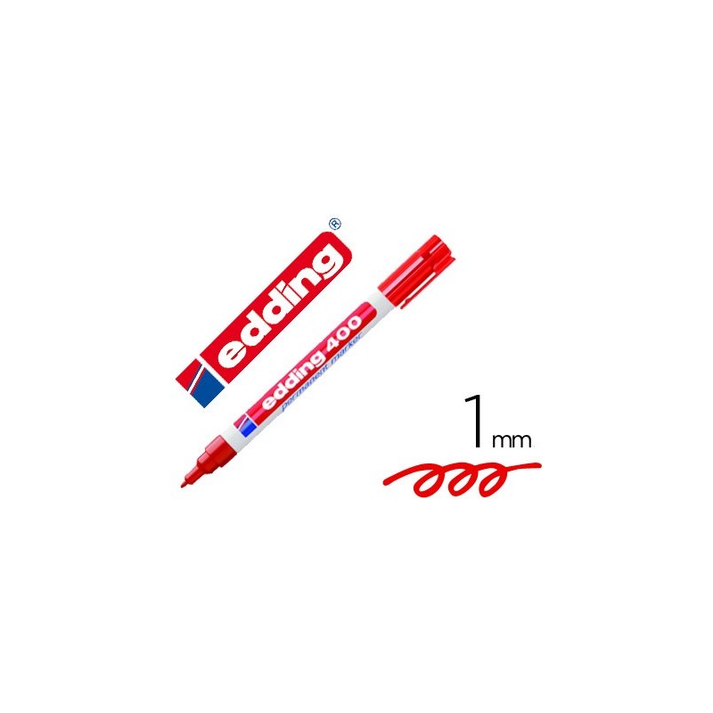 Rotulador edding marcador permanente 400 rojo punta redonda 1 mm recargable Rotulador edding marcador permanente 400 rojo punta redonda 1 mm recargable