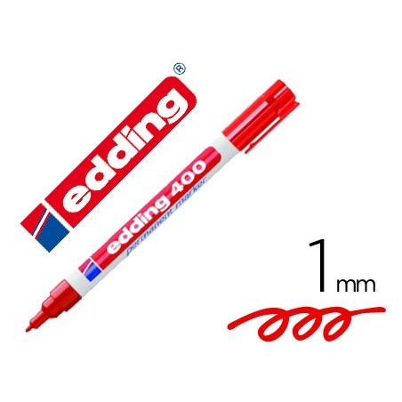 Rotulador edding marcador permanente 400 rojo punta redonda 1 mm recargable