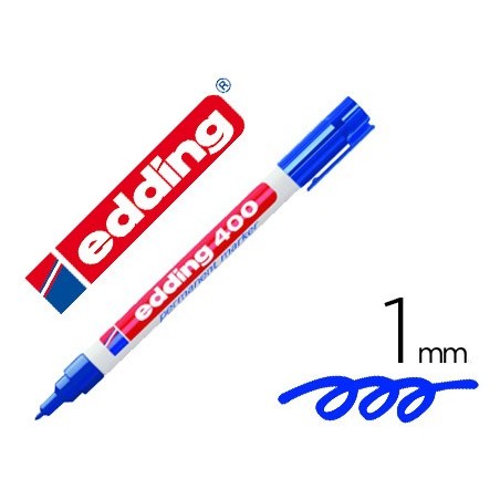 Rotulador edding marcador permanente 400 azul punta redonda 1 mm recargable