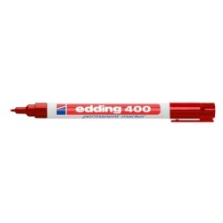 Rotulador edding marcador permanente 400 rojo punta redonda 1 mm recargable