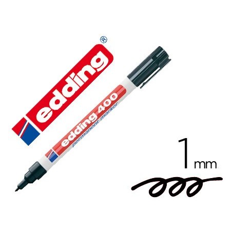 Rotulador edding marcador permanente 400 negro punta redonda 1 mm recargable