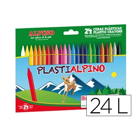 Lapices cera alpino plasti caja de 24 unidades colores surtidos