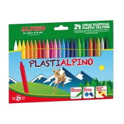Lapices cera alpino plasti caja de 24 unidades colores surtidos