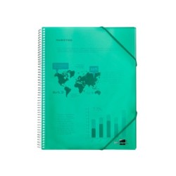 Carpeta liderpapel escaparate con espiral 20 fundas polipropileno din a5 verde