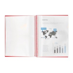 Carpeta liderpapel escaparate con espiral 20 fundas polipropileno din a5 roja