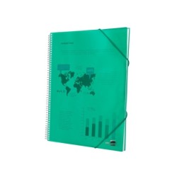 Carpeta liderpapel escaparate con espiral 20 fundas polipropileno din a5 verde