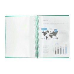 Carpeta liderpapel escaparate con espiral 20 fundas polipropileno din a5 verde