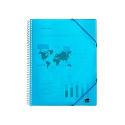 Carpeta liderpapel escaparate con espiral 20 fundas polipropileno din a5 azul