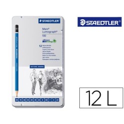 Lapices de grafito staedtler mars lumograph 100 caja metalica de 12 lapices 8b- 7b-6b-5b-4b-3b-2b-b-hb-f-h-2h