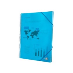 Carpeta liderpapel escaparate con espiral 20 fundas polipropileno din a5 azul