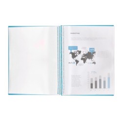 Carpeta liderpapel escaparate con espiral 20 fundas polipropileno din a5 azul