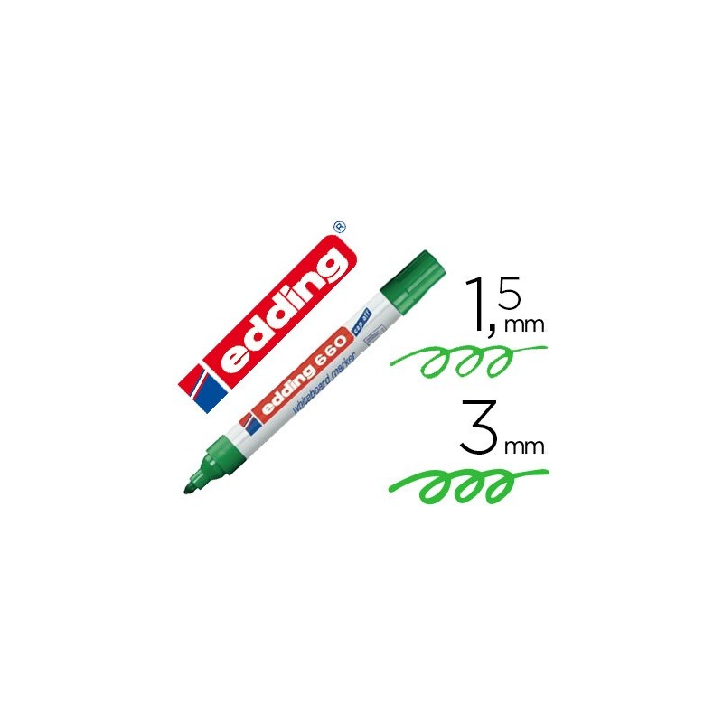 Rotulador edding para pizarra blanca 660 color verde punta redonda 1,5-3 mm